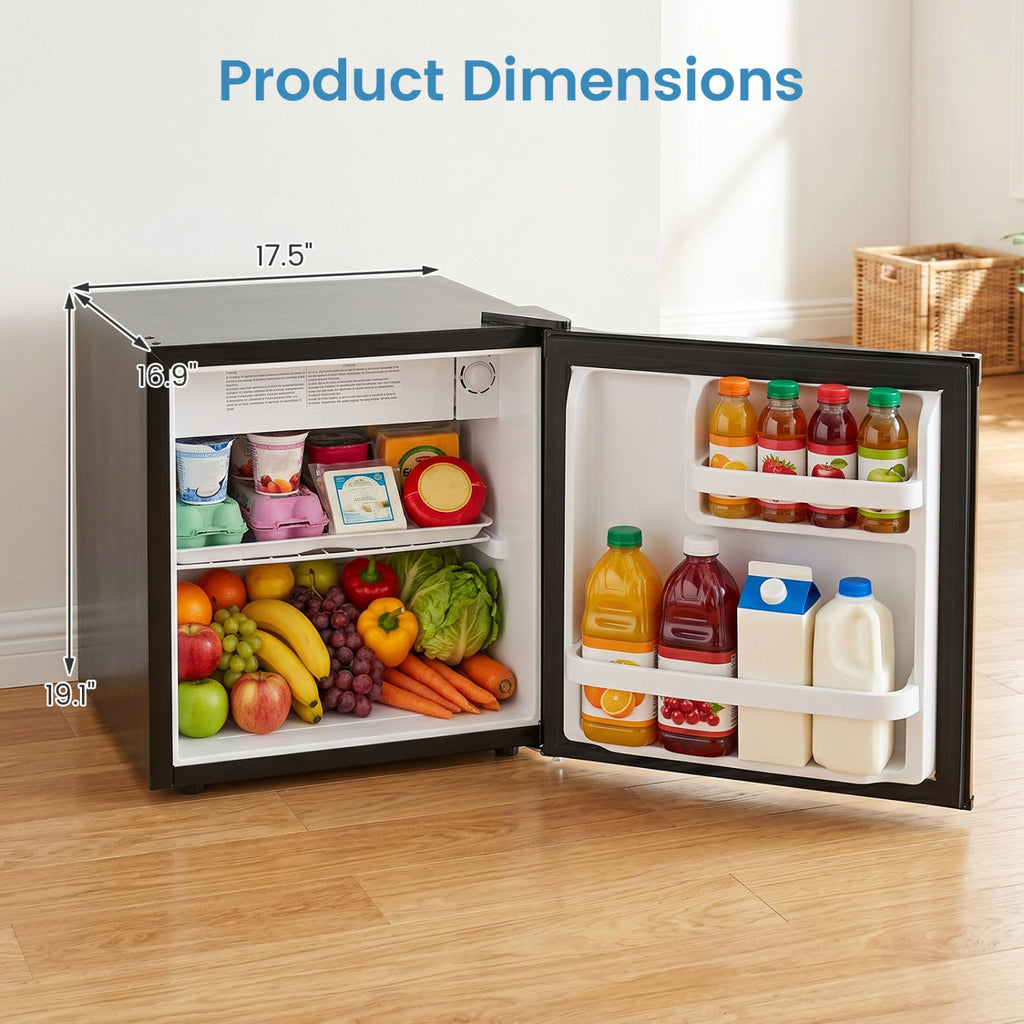 Compact Mini Fridge with 7-Level Adjustable Thermostat-Black