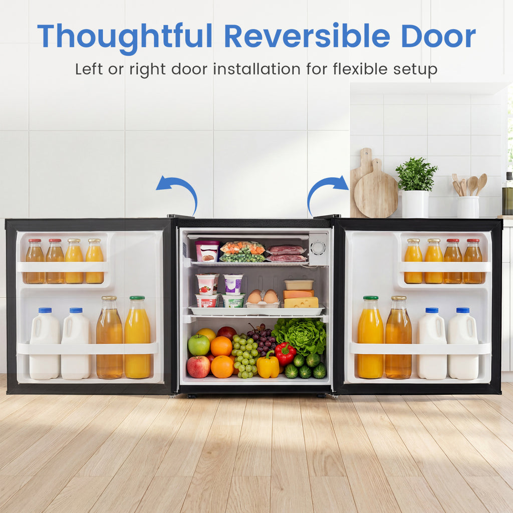 Compact Mini Fridge with 7-Level Adjustable Thermostat-Silver