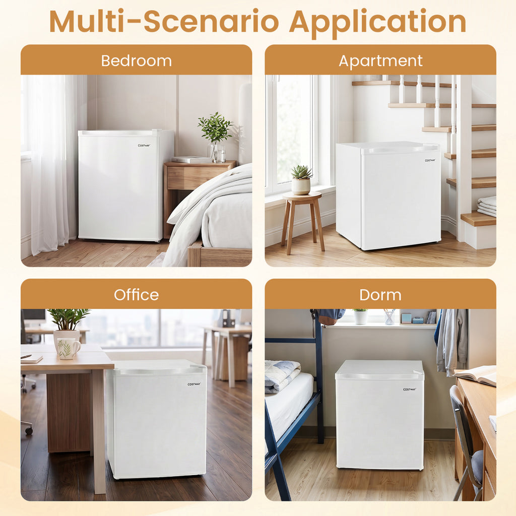 Compact Mini Fridge with 7-Level Adjustable Thermostat-White
