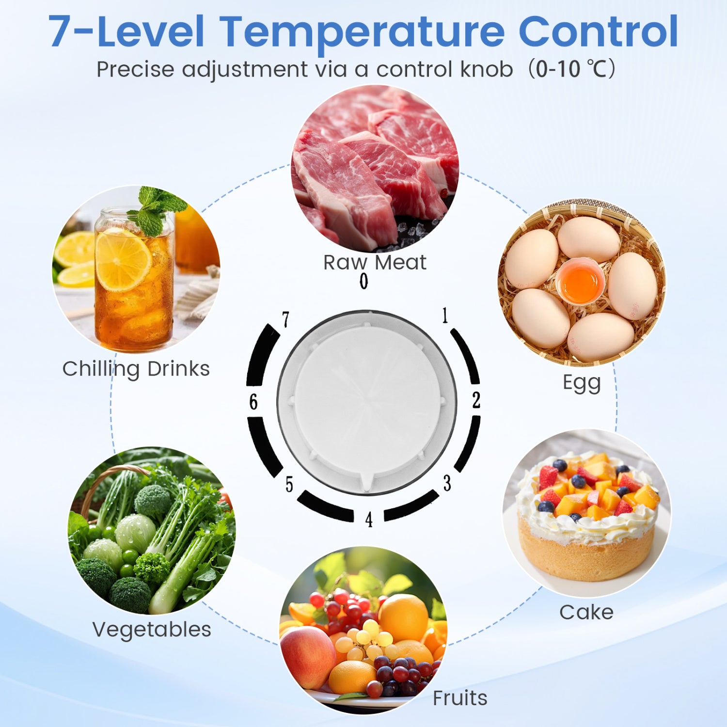 Compact Mini Fridge with 7-Level Adjustable Thermostat-Silver