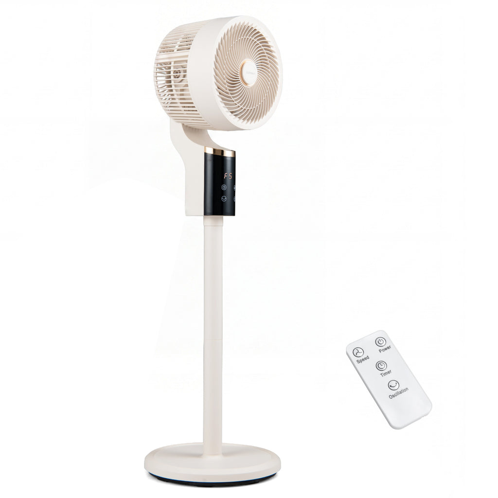 Compact Oscillating Standing Fan with 70° Oscillation and 90° Tilt for Home Office-White