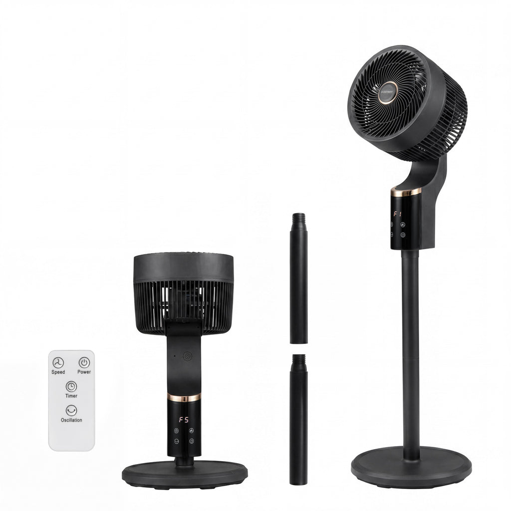 Compact Oscillating Standing Fan with 70° Oscillation and 90° Tilt for Home Office-Black