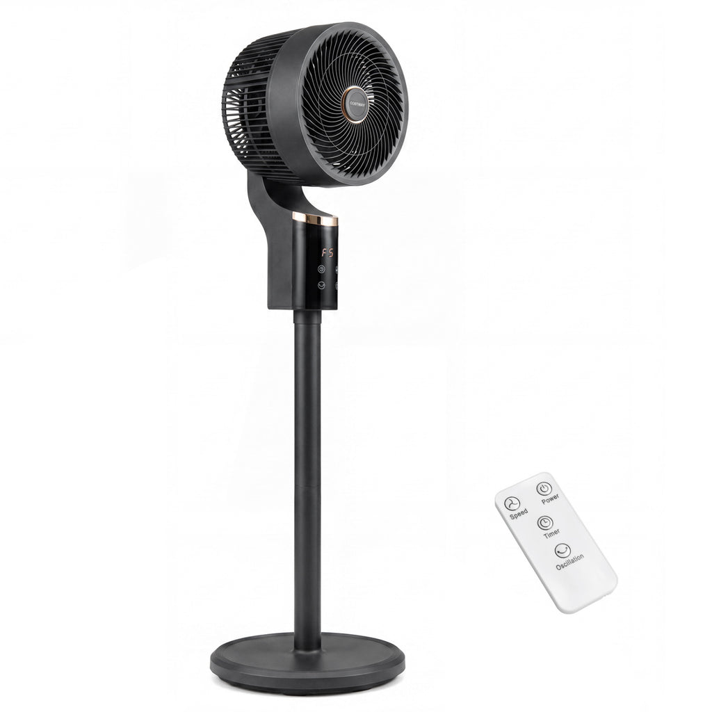 Compact Oscillating Standing Fan with 70° Oscillation and 90° Tilt for Home Office-Black
