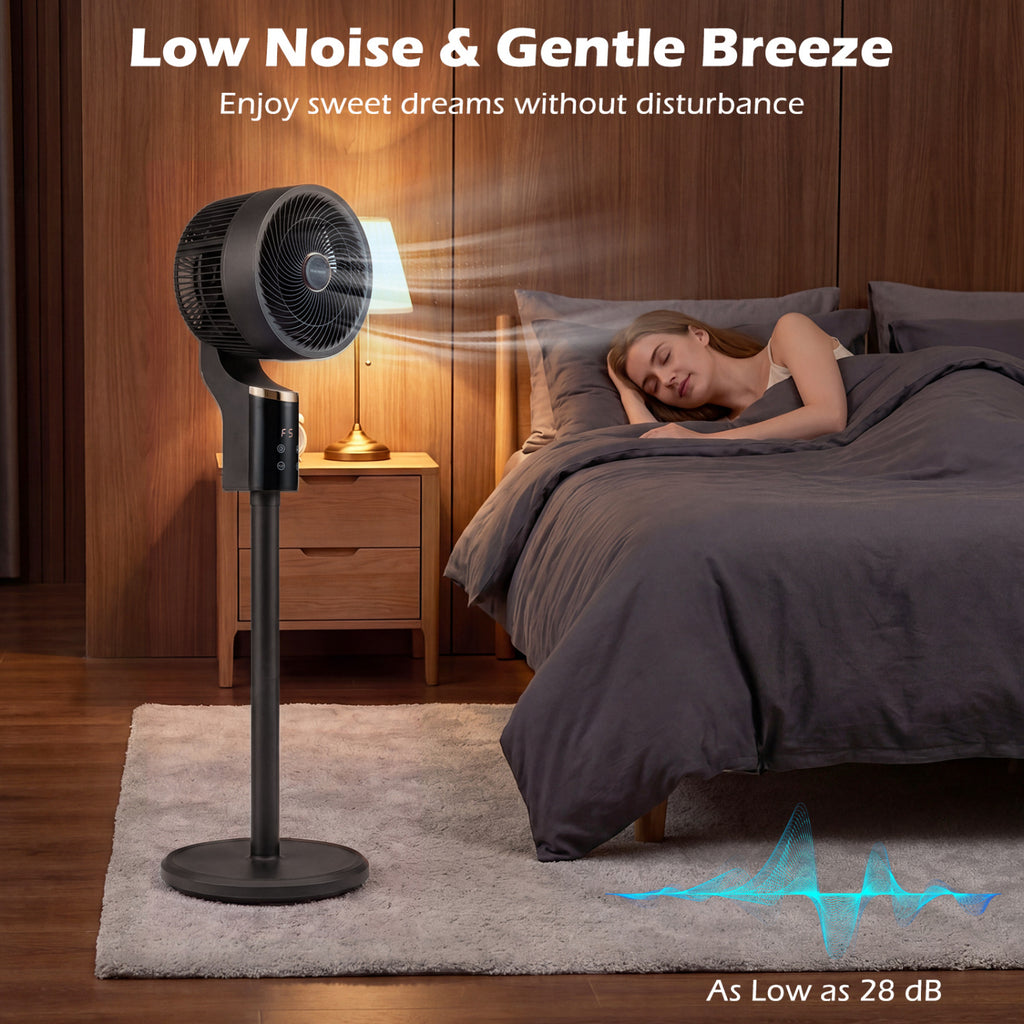 Compact Oscillating Standing Fan with 70° Oscillation and 90° Tilt for Home Office-Black