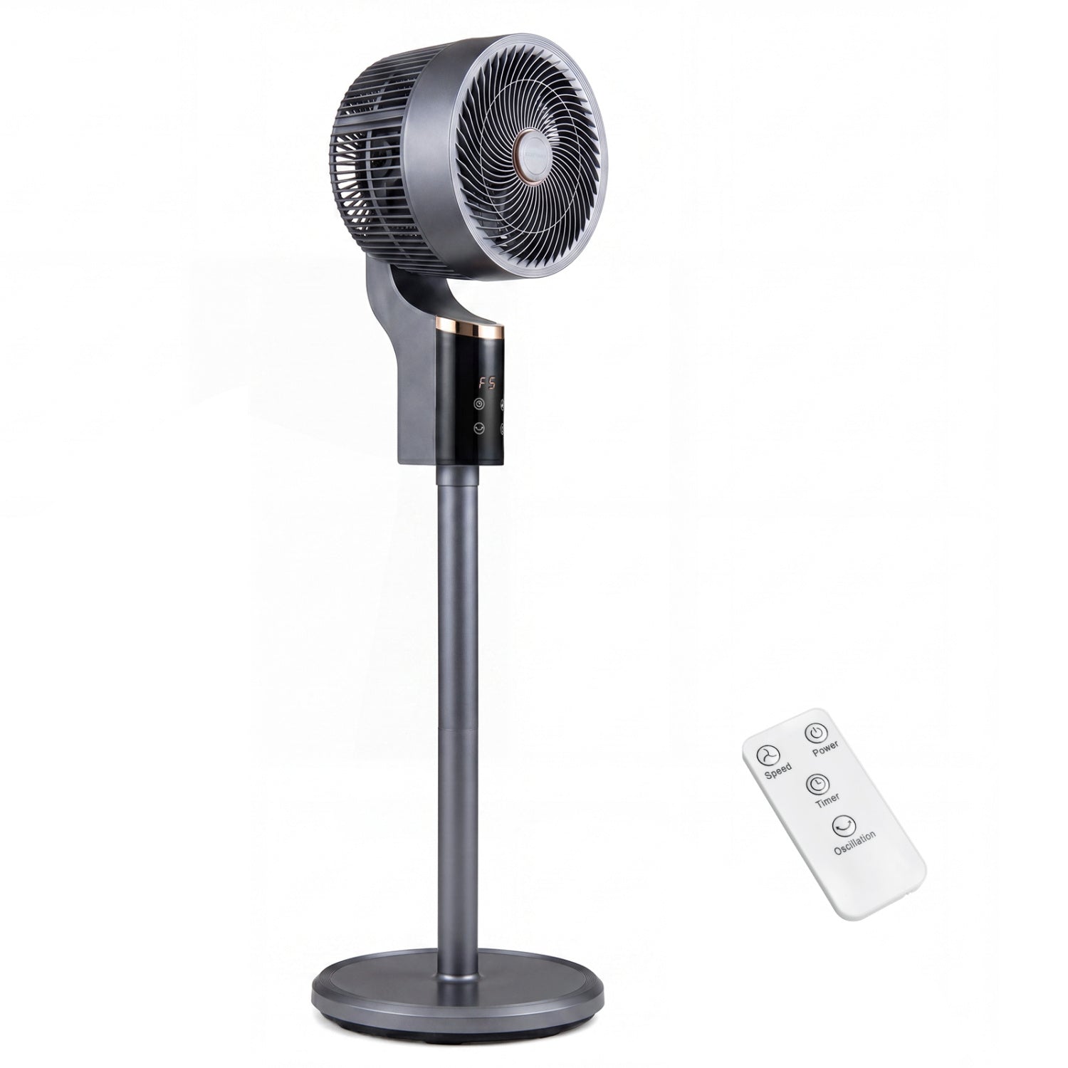 Compact Oscillating Standing Fan with 70° Oscillation and 90° Tilt for Home Office-Gray