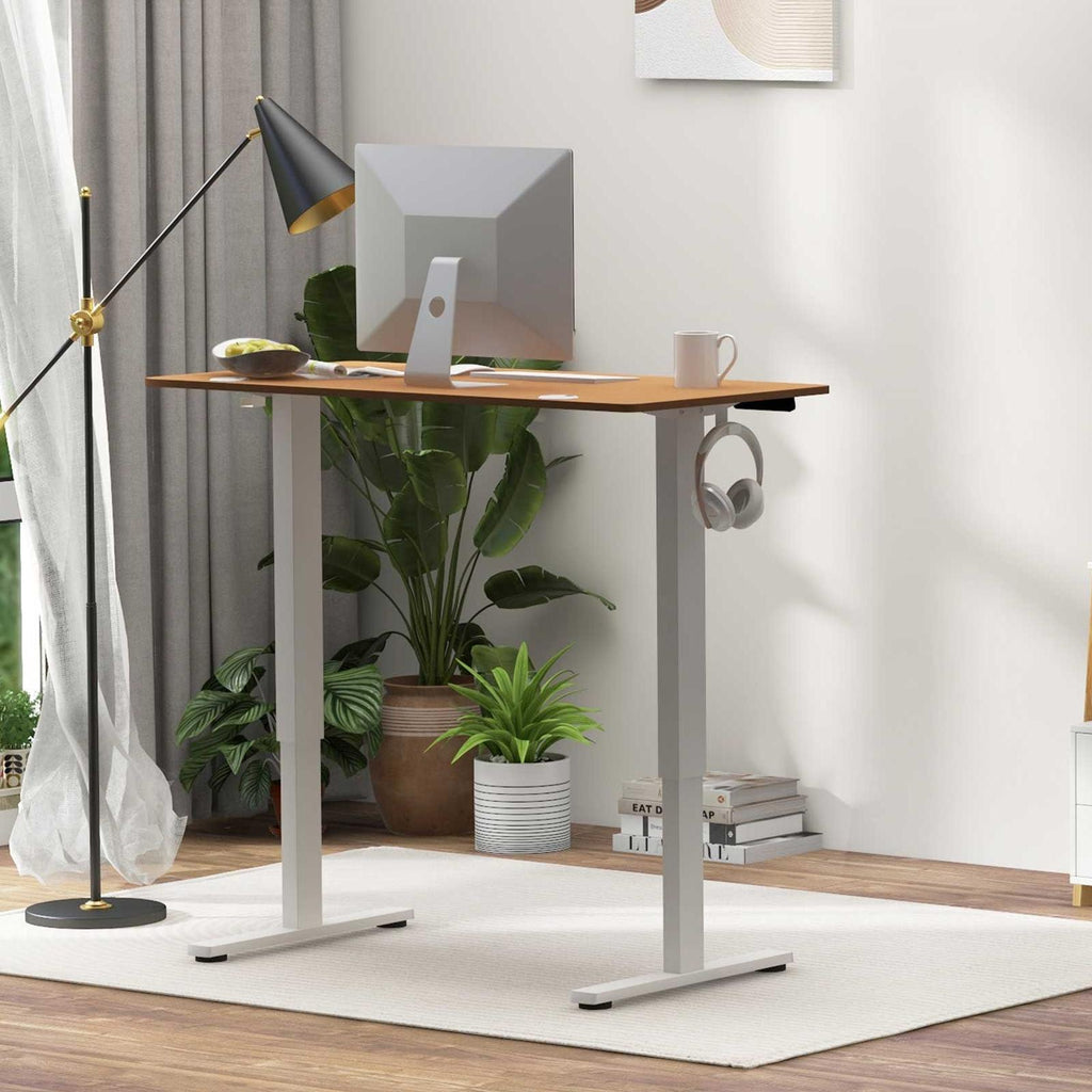 Compact Standing Desk and Executive Chair Set with Memory Heights