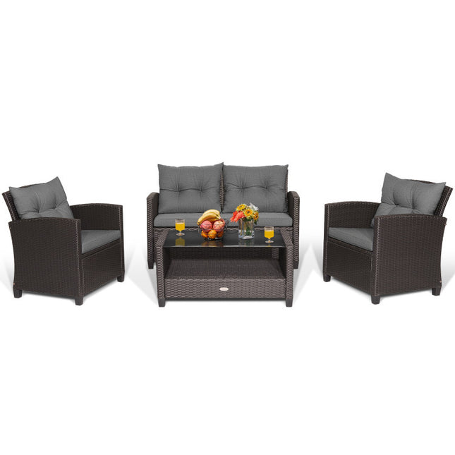 Complete Outdoor Lounge Ensemble: All-Weather 10' x 10' Hardtop Gazebo and 4-Piece Patio Conversation Set
