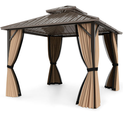 Complete Outdoor Lounge Ensemble: All-Weather 10' x 10' Hardtop Gazebo and 4-Piece Patio Conversation Set