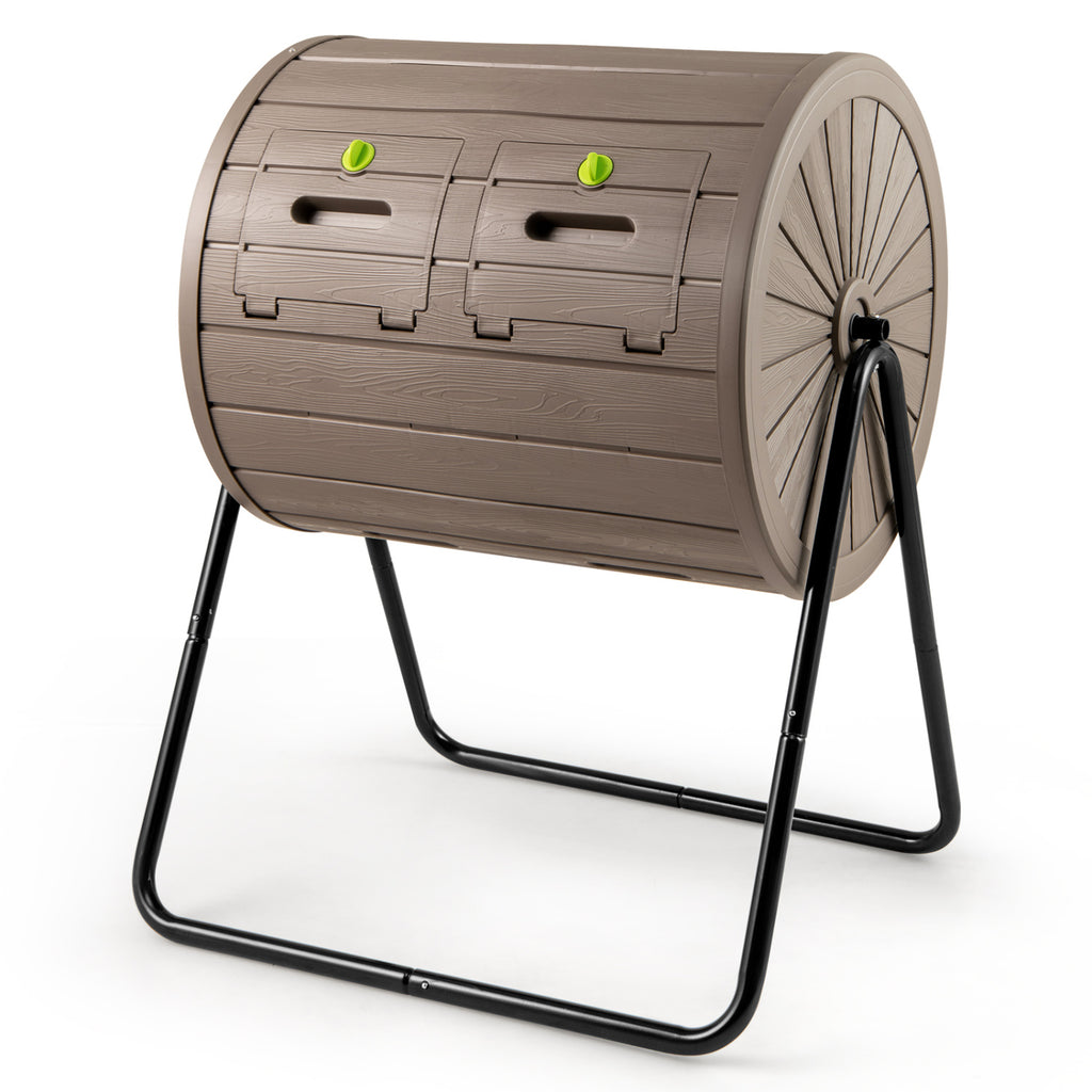 Compost Tumbler 37.5 Gallon Large Outdoor Compost Bin-Coffee