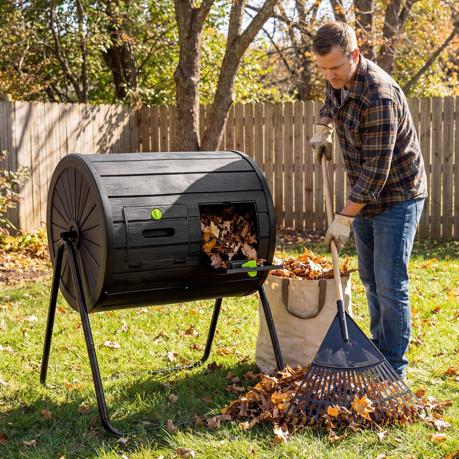 Compost Tumbler 37.5 Gallon Large Outdoor Compost Bin-Black