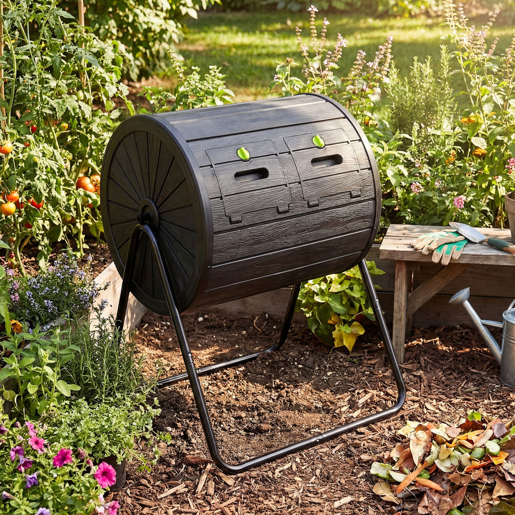 Compost Tumbler 37.5 Gallon Large Outdoor Compost Bin-Black