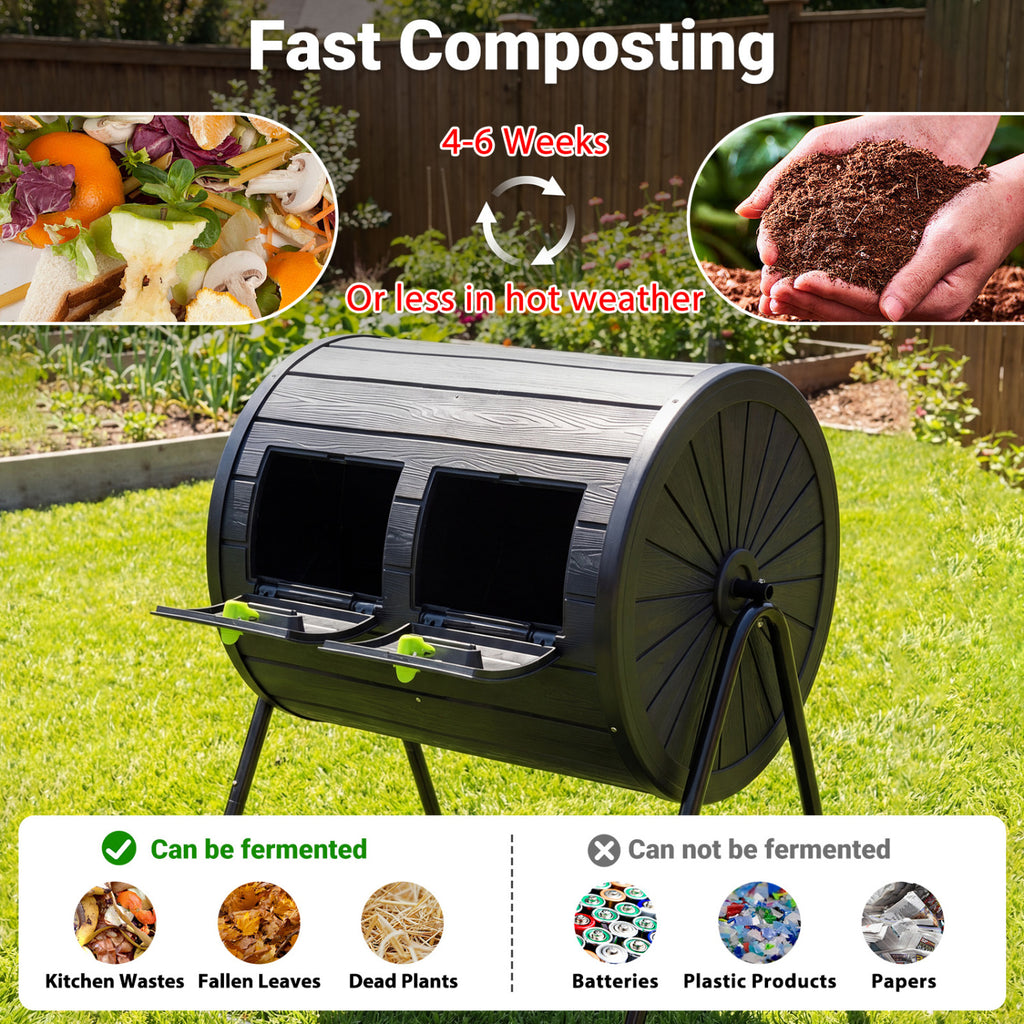 Compost Tumbler 37.5 Gallon Large Outdoor Compost Bin-Black