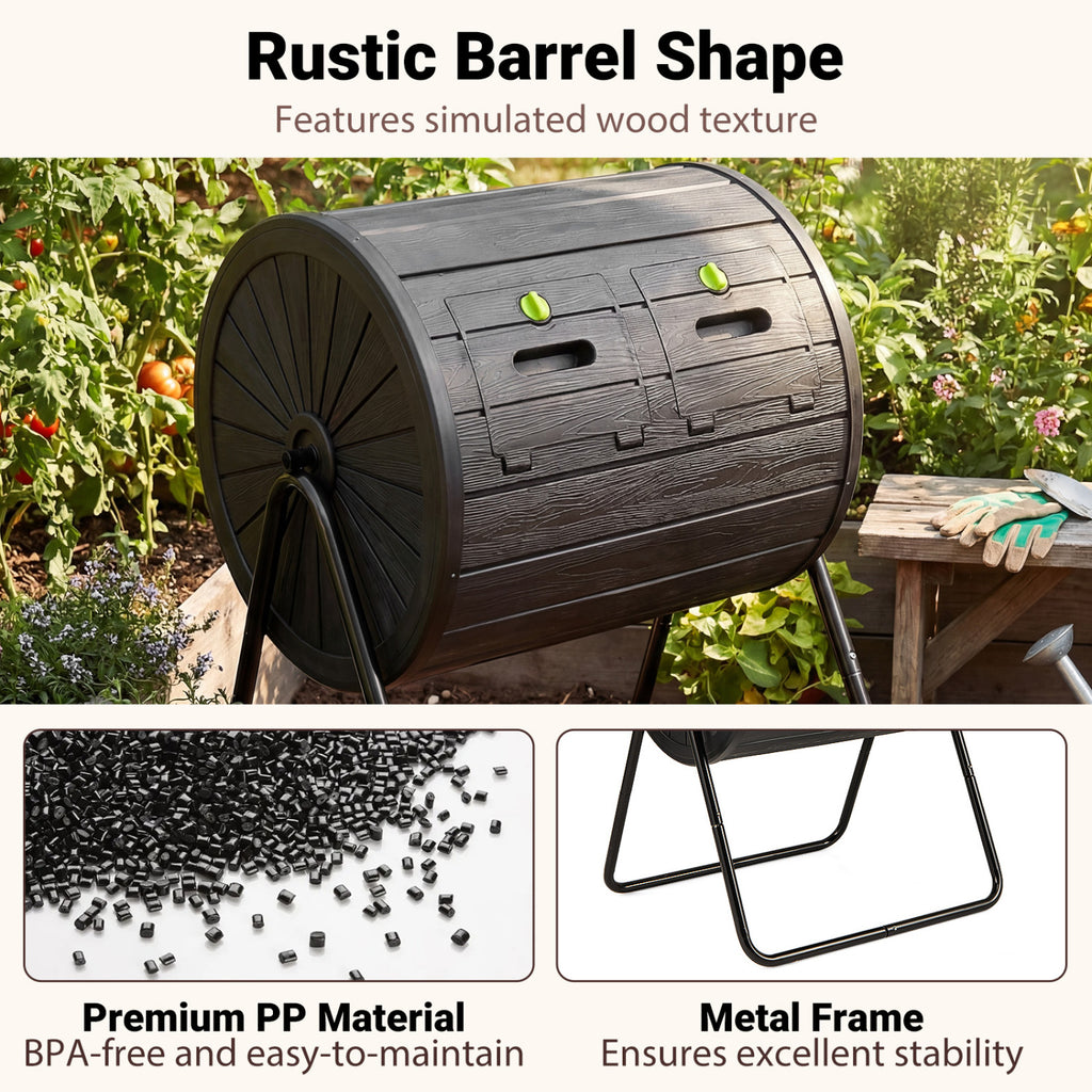 Compost Tumbler 37.5 Gallon Large Outdoor Compost Bin-Black