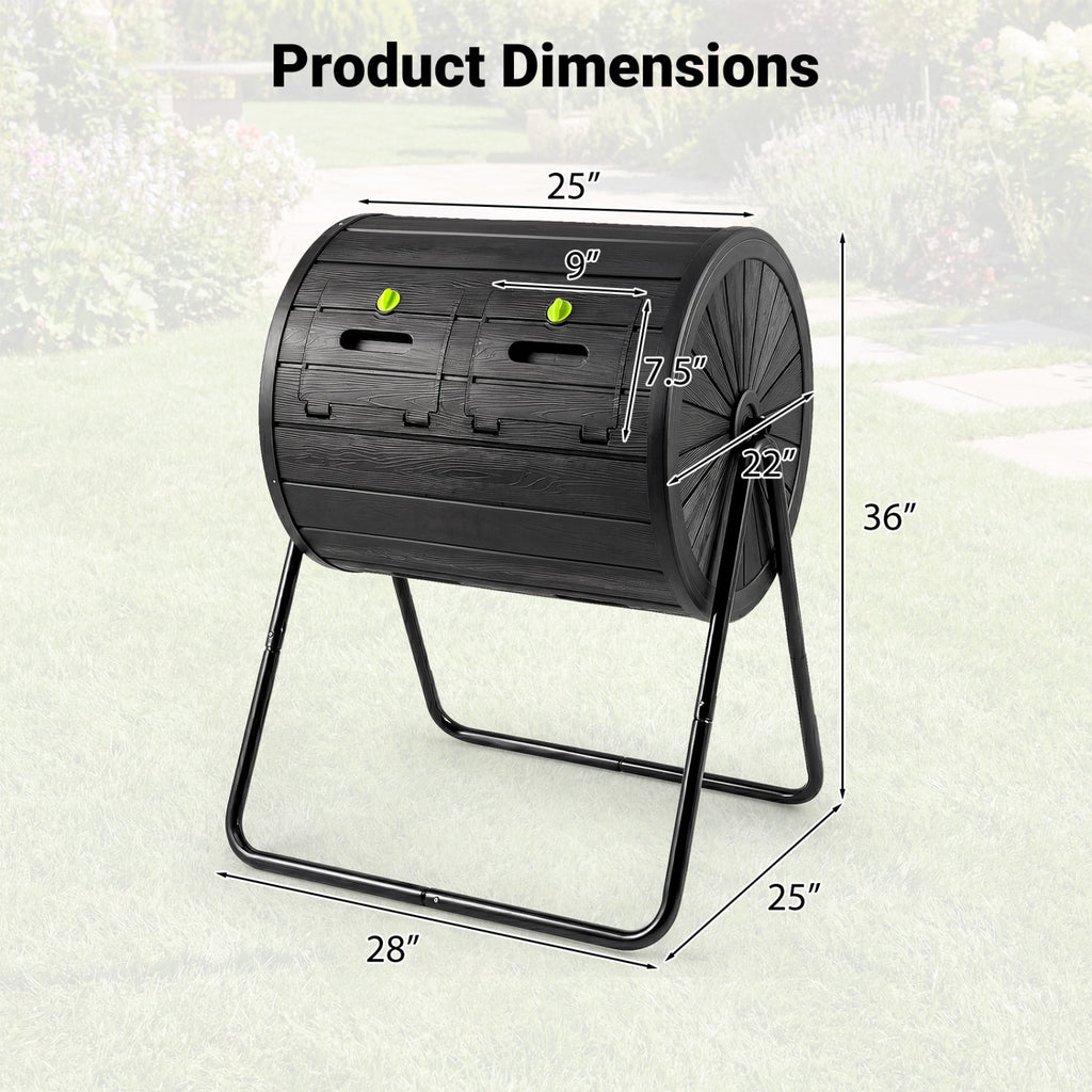 Compost Tumbler 37.5 Gallon Large Outdoor Compost Bin-Black