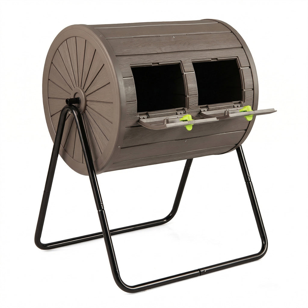 Compost Tumbler 37.5 Gallon Large Outdoor Compost Bin-Coffee