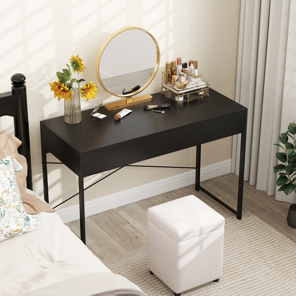 Computer Desk with 2 Drawers 44 Inch Home Office Desk with Metal Frame-Black