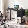 Computer Desk with Charging Station and 2 Fabric Drawers for Small Spaces-Black