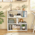 Concave Bookshelf with 3 Open Shelves & Anti-Toppling Device for Living Room-White