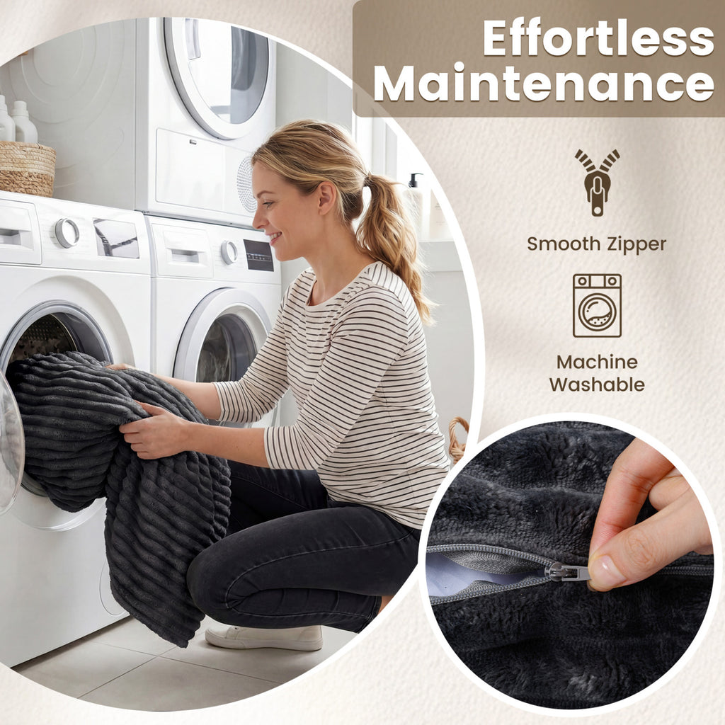 Convertible Bean Bag Floor Sofa with Machine-washable Corduroy Cover-Dark Gray