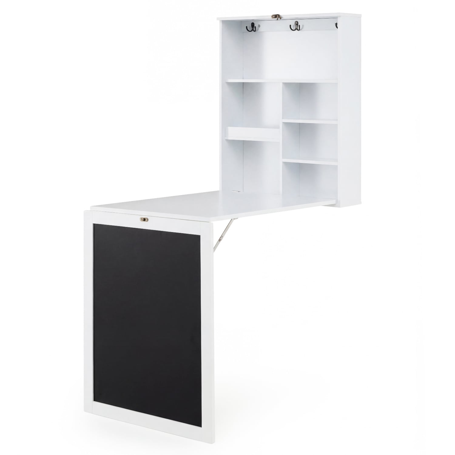 Convertible Wall Mounted Table with A Chalkboard-White