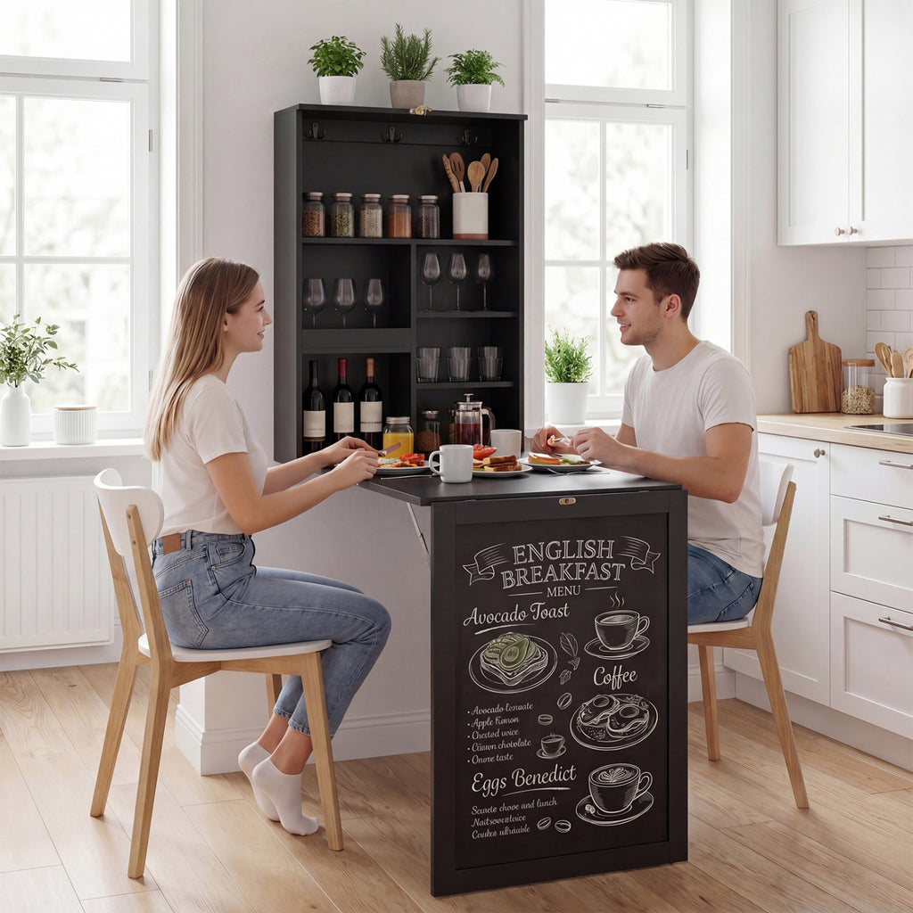 Convertible Wall Mounted Table with A Chalkboard-Black