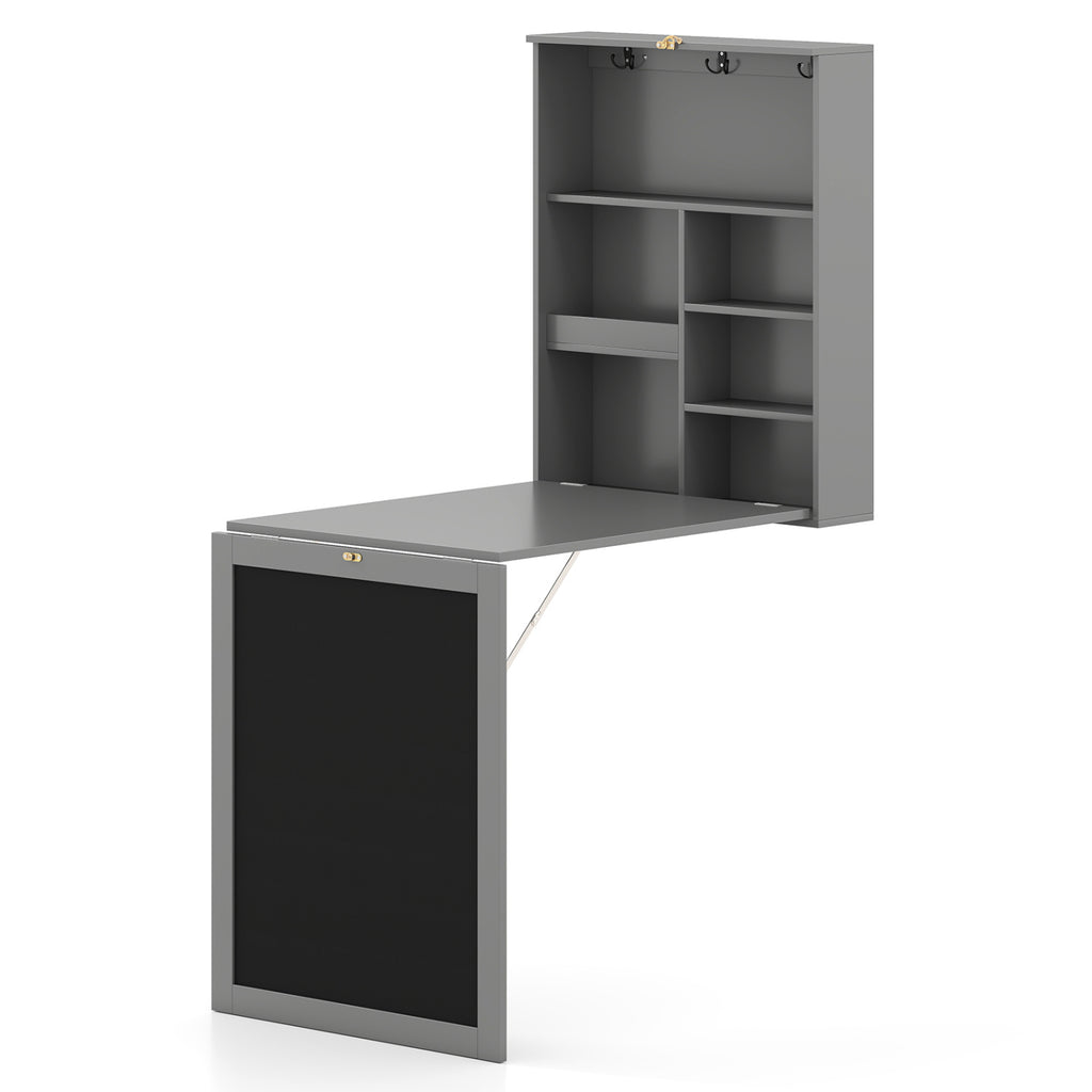 Convertible Wall Mounted Table with A Chalkboard-Gray