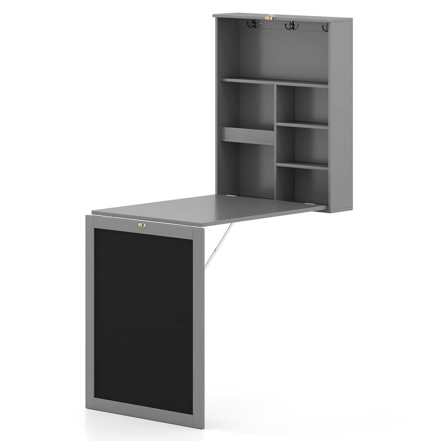 Convertible Wall Mounted Table with A Chalkboard-Gray