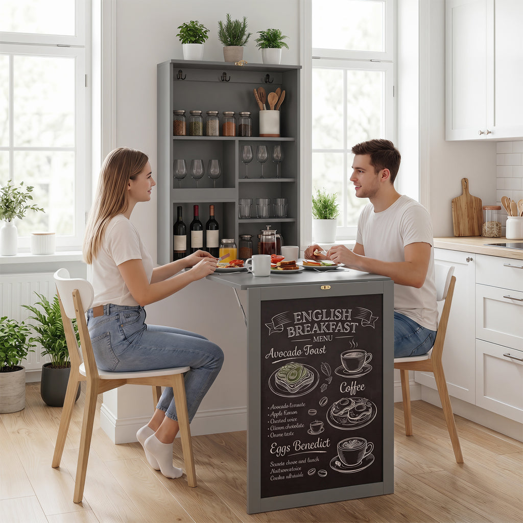 Convertible Wall Mounted Table with A Chalkboard-Gray