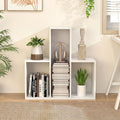 Convex Bookshelf with 3 Open Shelves & Anti-Toppling Device for Living Room-White