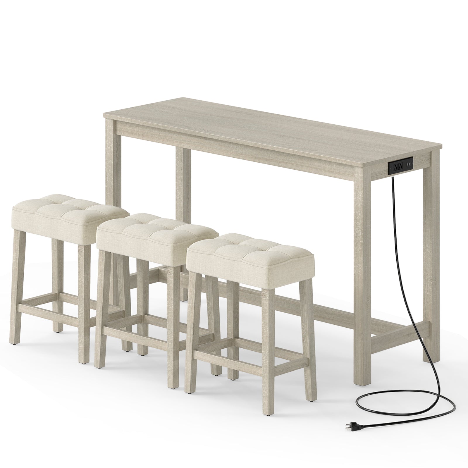 Counter Height Table with 3 Stools and 4-Piece Breakfast Nook Bar Set-Gray