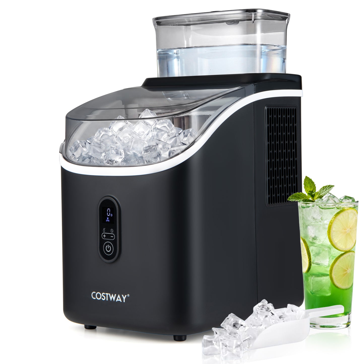 Countertop Ice Maker with External Tank and Self-Cleaning 13 Thickness Levels-Black