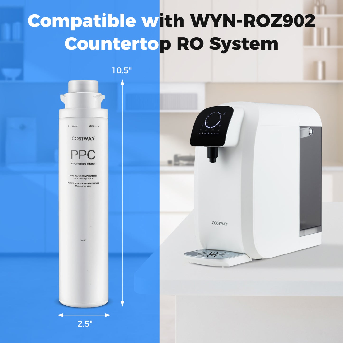 Countertop Reverse Osmosis Water Filtration System with Replacement Filter Bundle