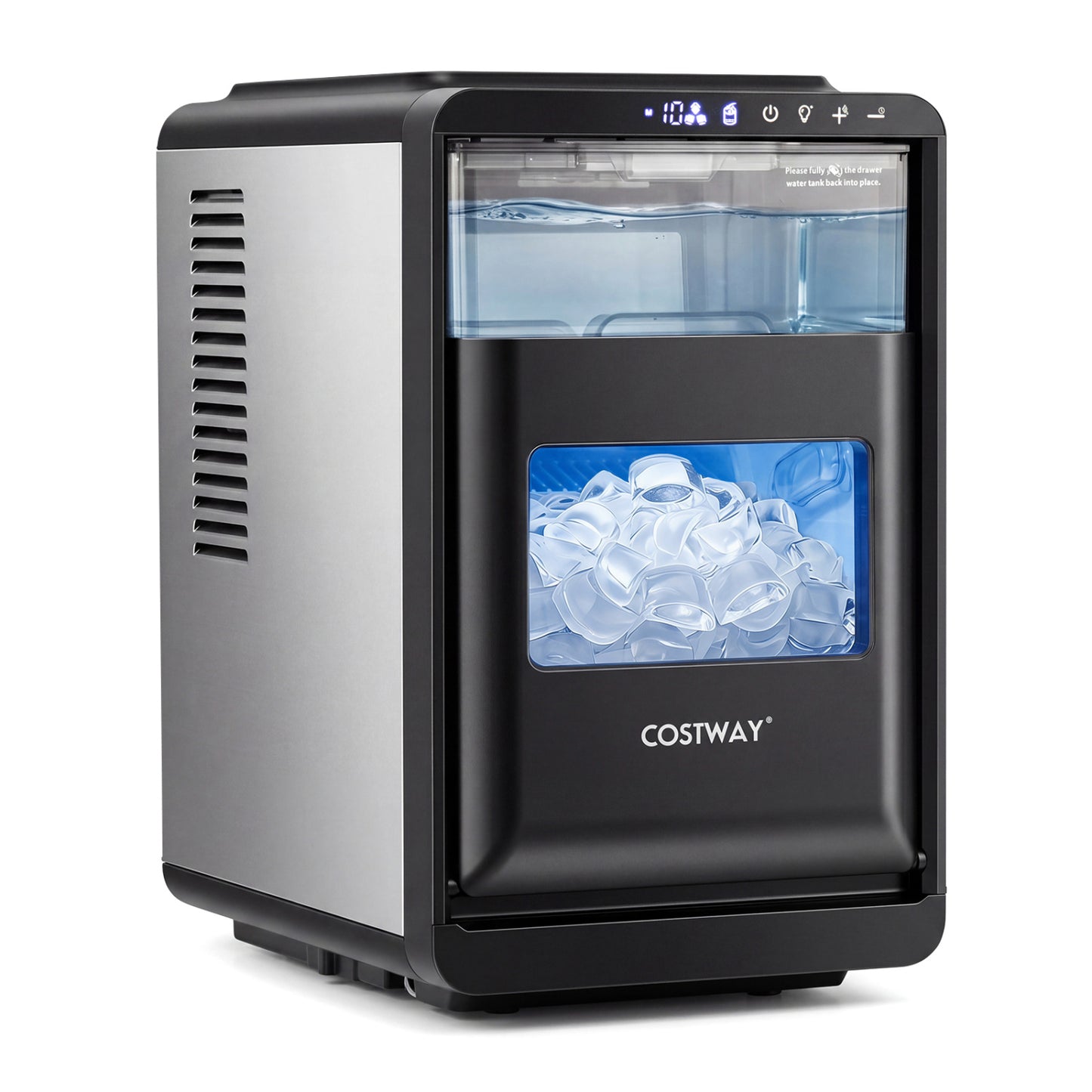 Crescent Ice Maker Countertop 26 Lbs/24H Ice Machine with 16 Crescent Cubes-Black