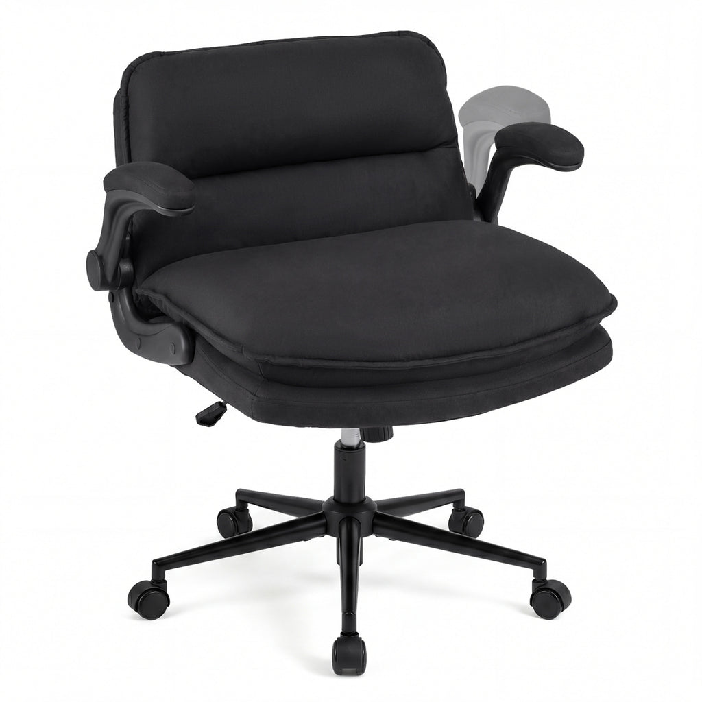 Criss Cross Chair on Wheels with Flip-up Arms Adjustable Height-Gray
