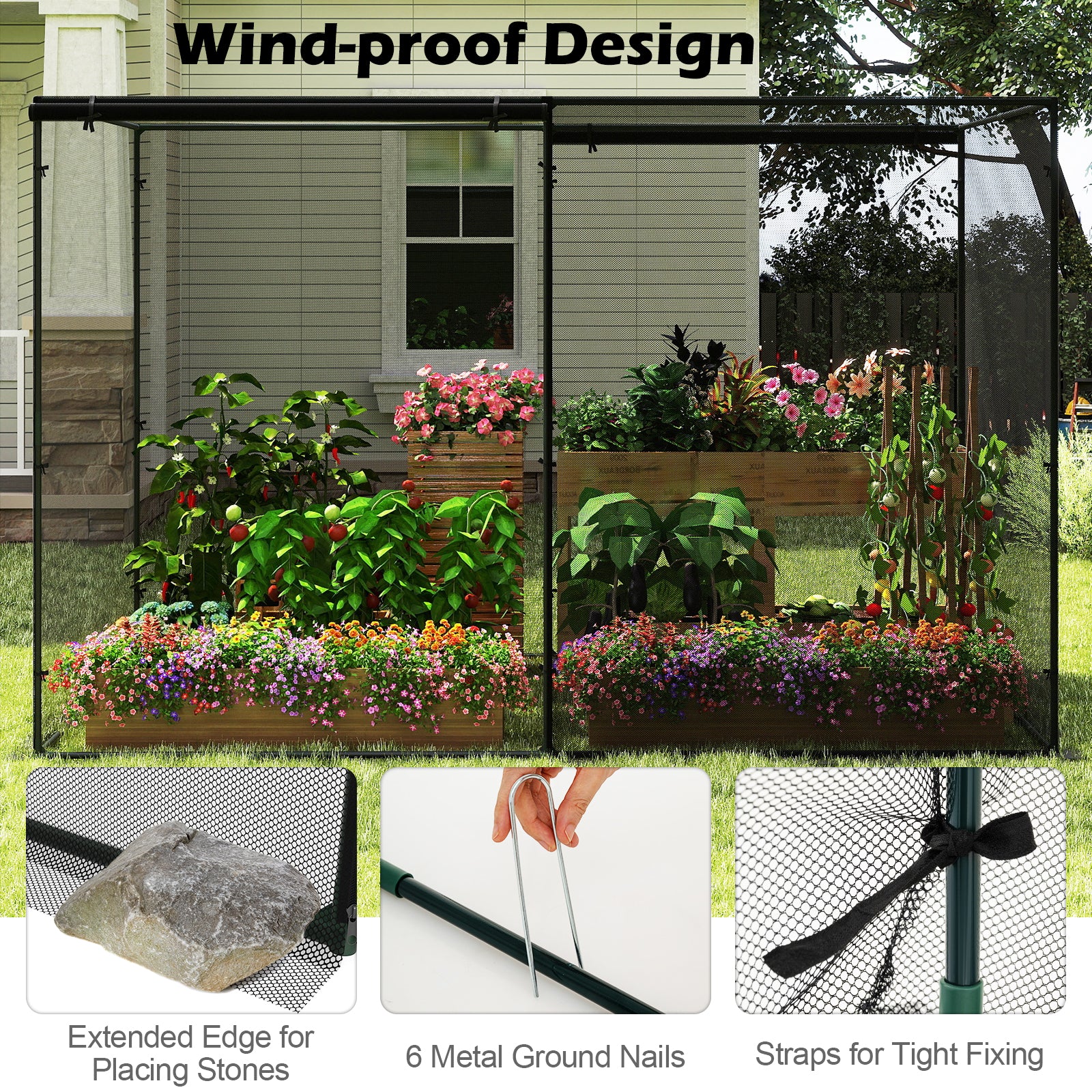 Crop Cages with 6 Ground Nails for Garden Plant