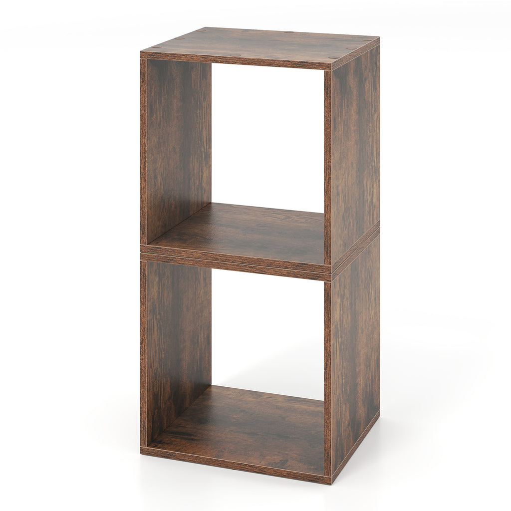 Cube Storage Organizer Set of 2 for Living Room Bedroom Study-Rustic Brown