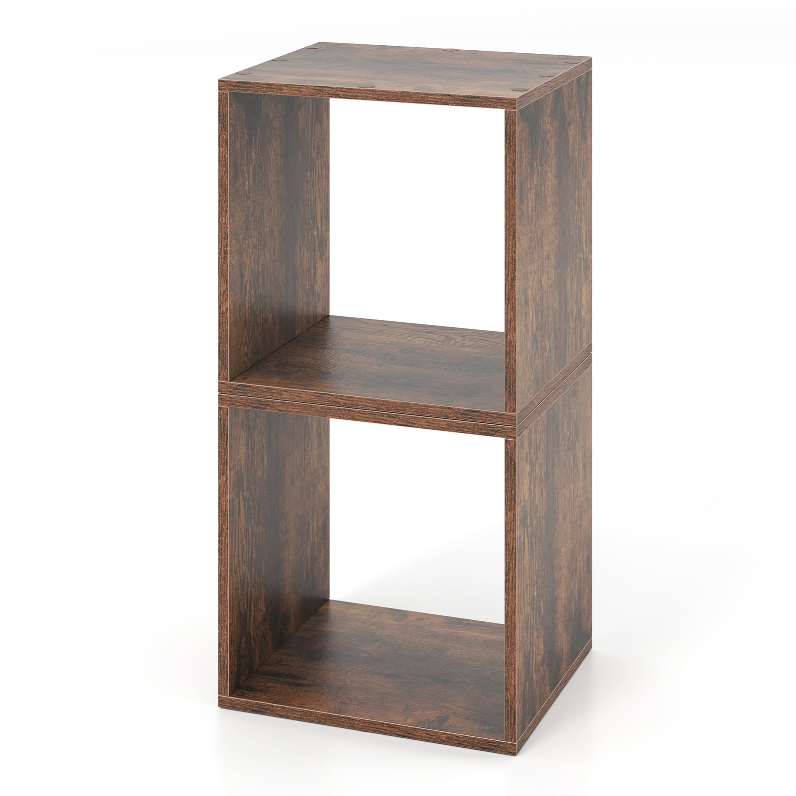 Cube Storage Organizer Set of 2 for Living Room Bedroom Study-Rustic Brown