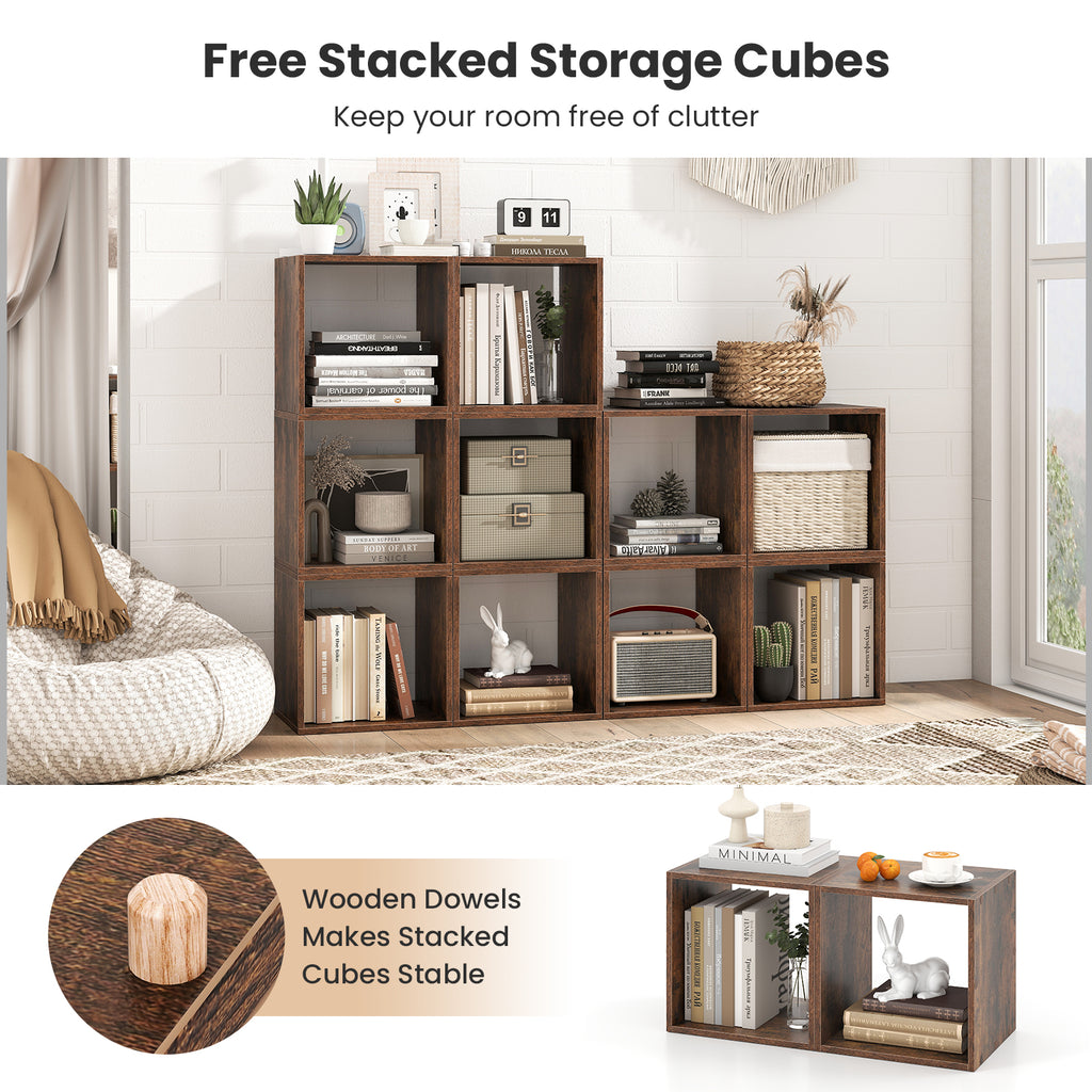 Cube Storage Organizer Set of 2 for Living Room Bedroom Study-Rustic Brown