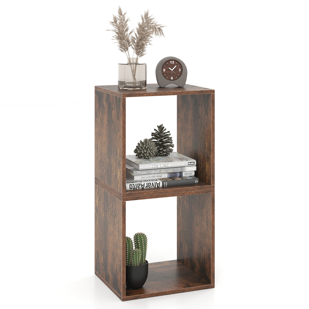 Cube Storage Organizer Set of 2 for Living Room Bedroom Study-Rustic Brown