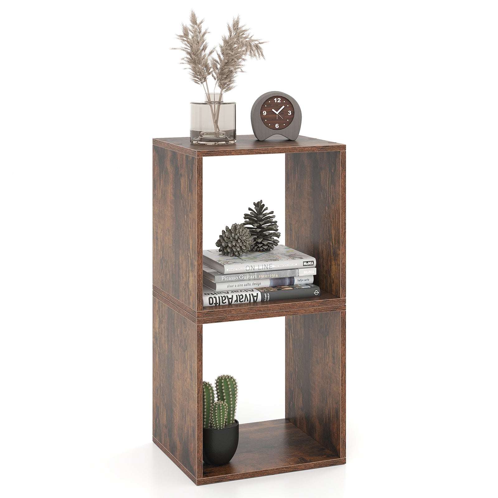 Cube Storage Organizer Set of 2 for Living Room Bedroom Study-Rustic Brown