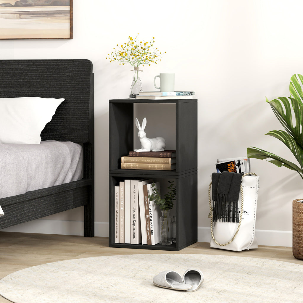 Cube Storage Organizer Set of 2 for Living Room Bedroom Study-Black