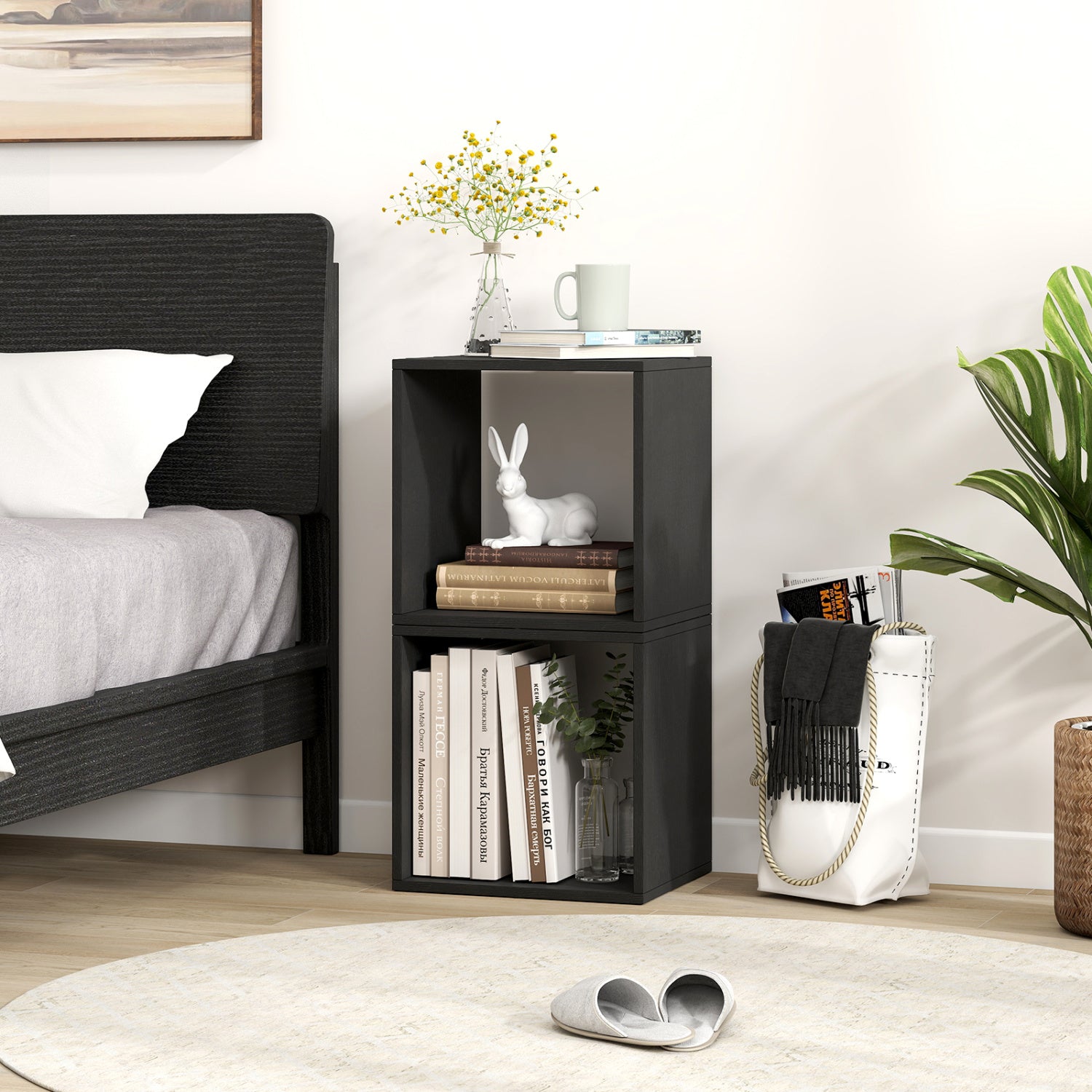Cube Storage Organizer Set of 2 for Living Room Bedroom Study-Black