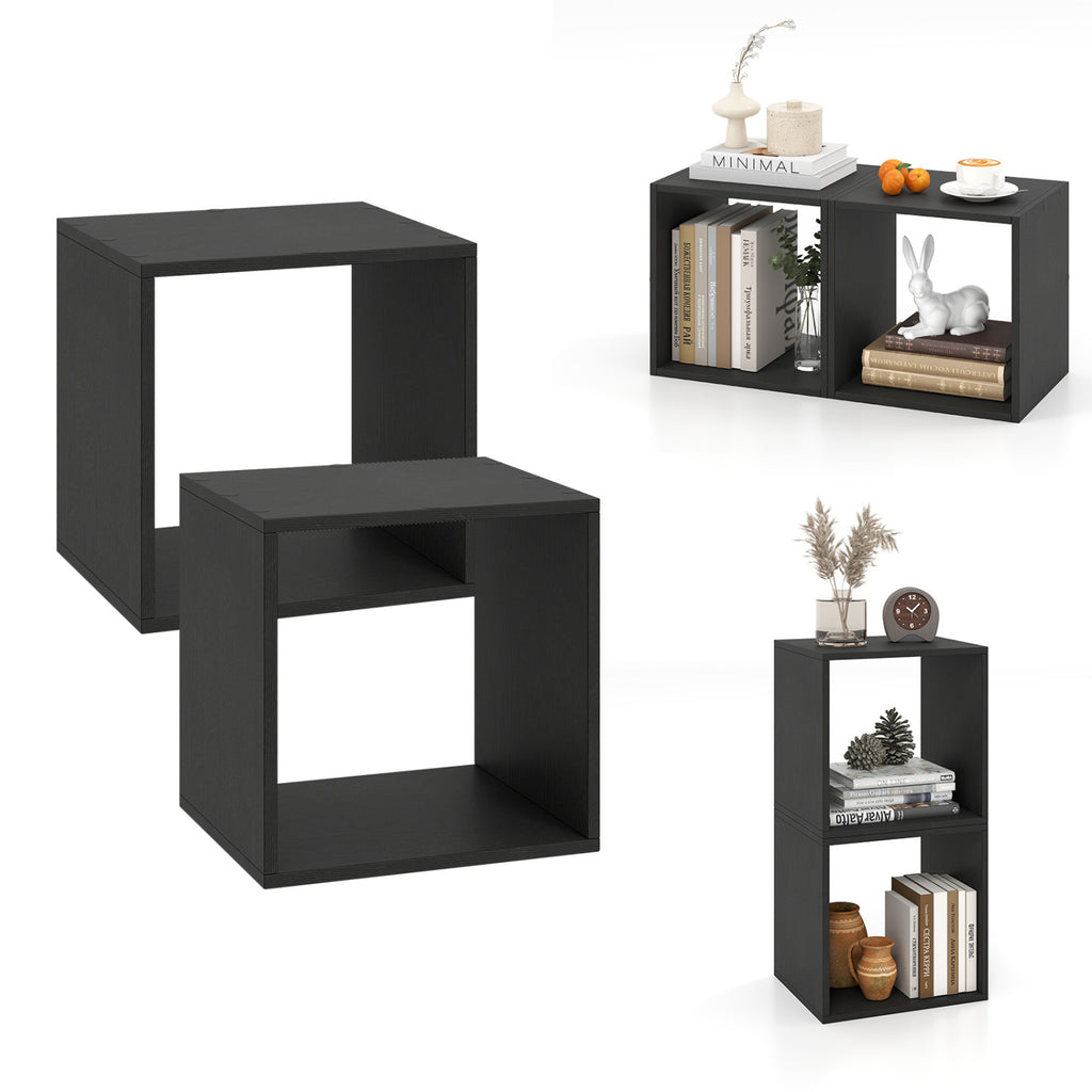 Cube Storage Organizer Set of 2 for Living Room Bedroom Study-Black