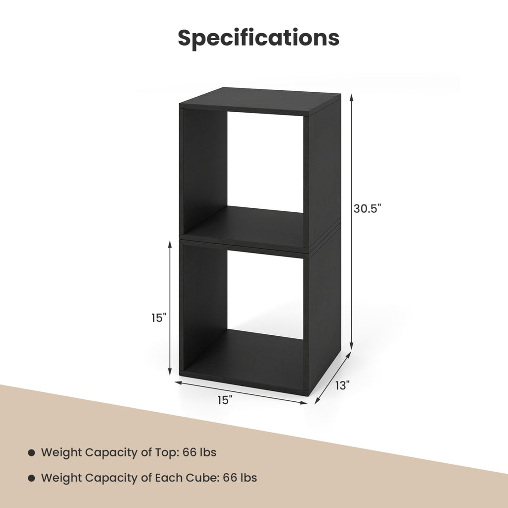 Cube Storage Organizer Set of 2 for Living Room Bedroom Study-Black