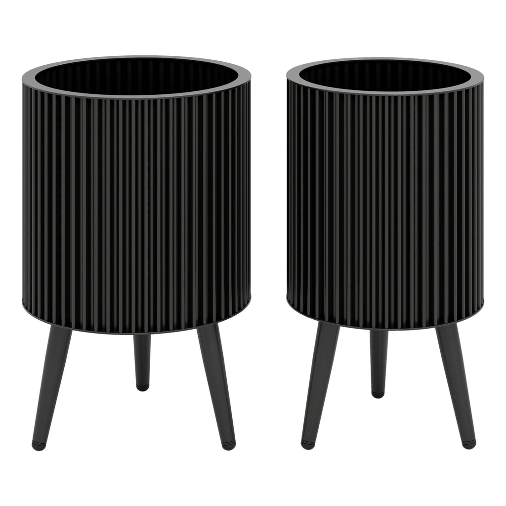 Decorative Flower Pots with Stand and Drainage Holes Set of 2-S