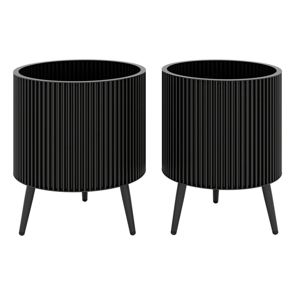 Decorative Flower Pots with Stand and Drainage Holes Set of 2-L