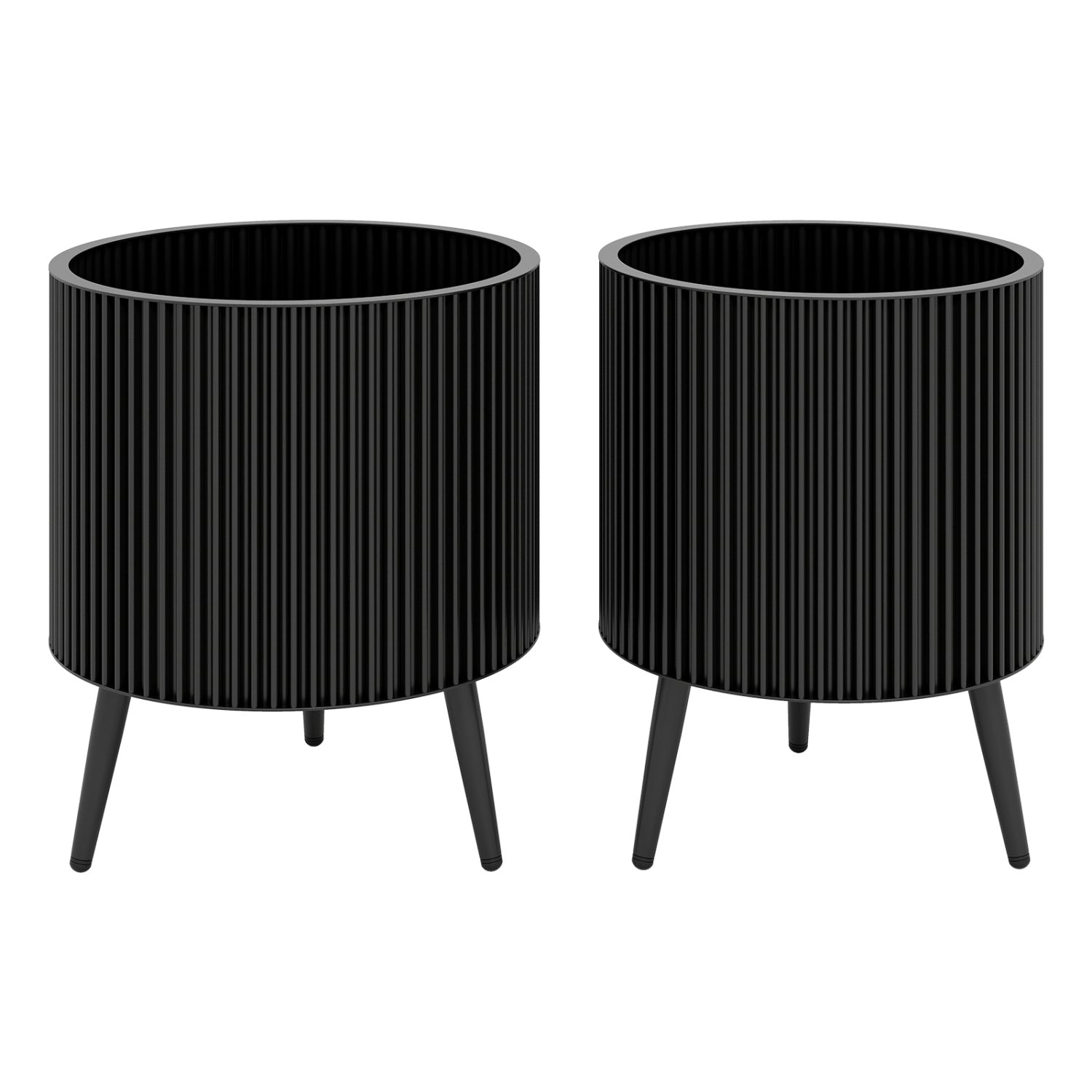Decorative Flower Pots with Stand and Drainage Holes Set of 2-L