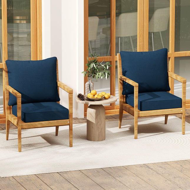 Deep Seat Chair Cushion Pads Set with Rope Belts for Indoor and Outdoor-Blue
