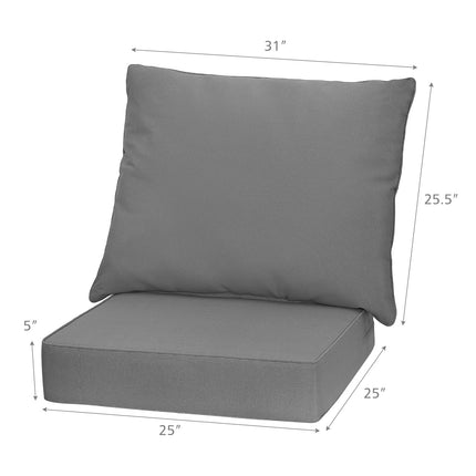 Deep Seat Chair Cushion Pads Set with Rope Belts for Indoor and Outdoor-Gray