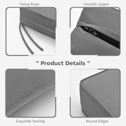 Deep Seat Chair Cushion Pads Set with Rope Belts for Indoor and Outdoor-Gray